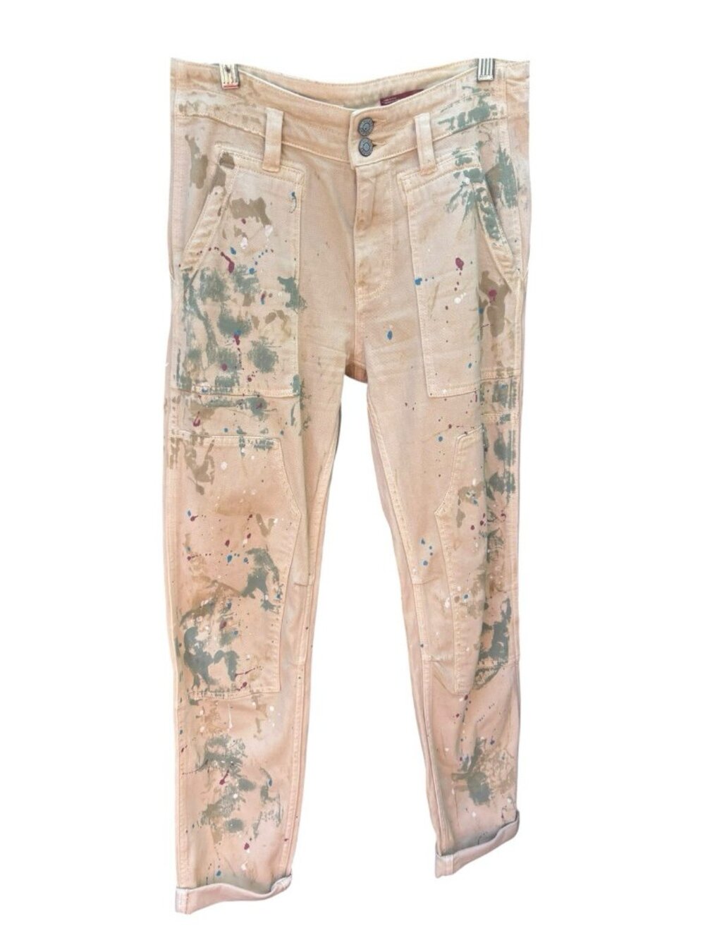 Anthropologie Pilcro The Wanderer Jeans Womens 26 Boho Paint Splattered Artsy